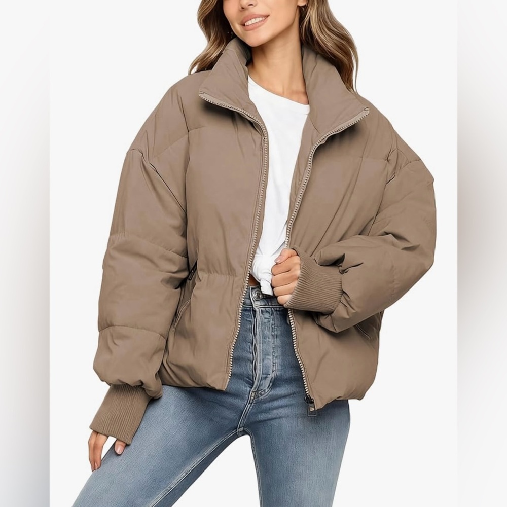 Women's Tan Puffer Jacket
